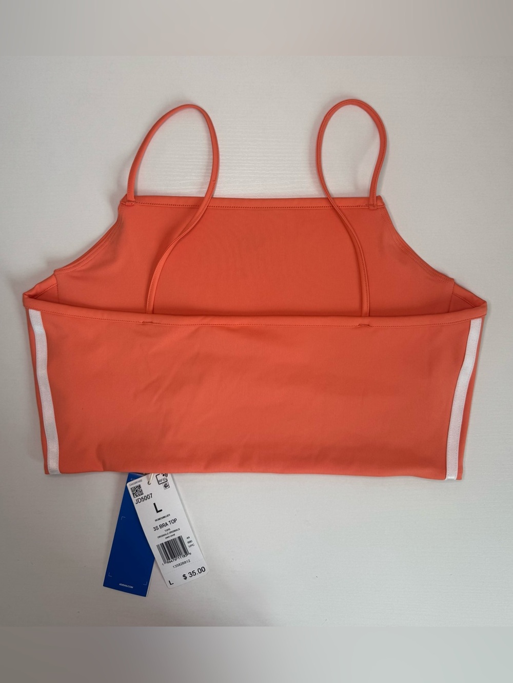 Adidas Adicolor 3-Stripes Bra Top Orange Coral Women Size L New - Picture 4 of 5